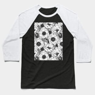 Anemone garden in black and white Baseball T-Shirt